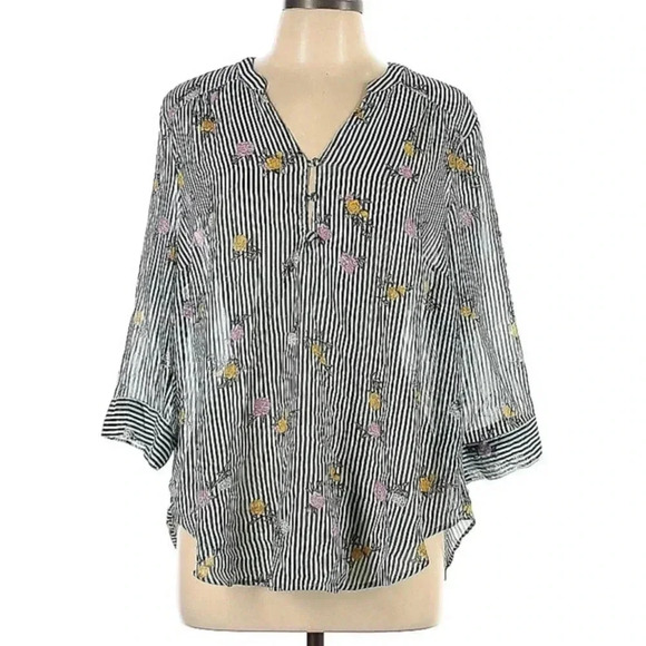 torrid Tops - Torrid Green/White‎ Striped Floral Harper Top sz0